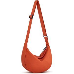Women Orange Red Imported Polyester Crossbody Lightweight Crescent Trendy Bag